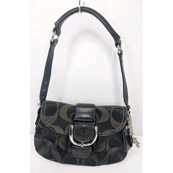 Vtg Y2K Coach Soho Mini Sateen Signature C Shoulder Black Purse Bag 13042 - Picture 1 of 14